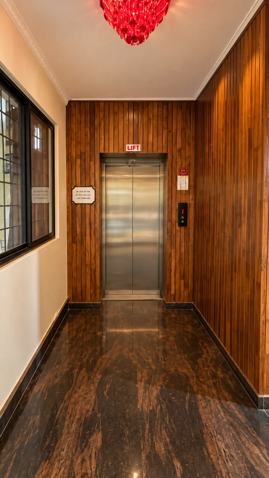 Elegant Wood Paneled Lift Lobby