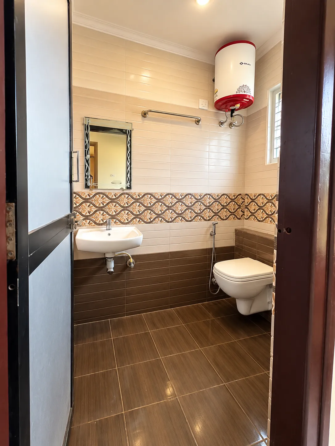 Modern Brown Tiled Bathroom Interior