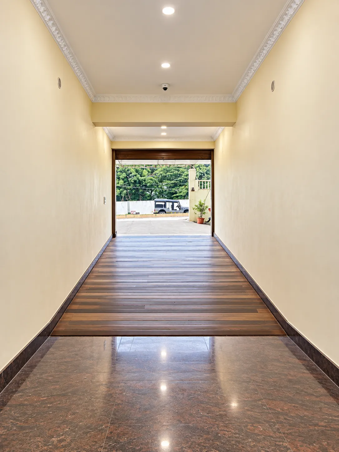 Symmetrical Light Filled Garage Passage